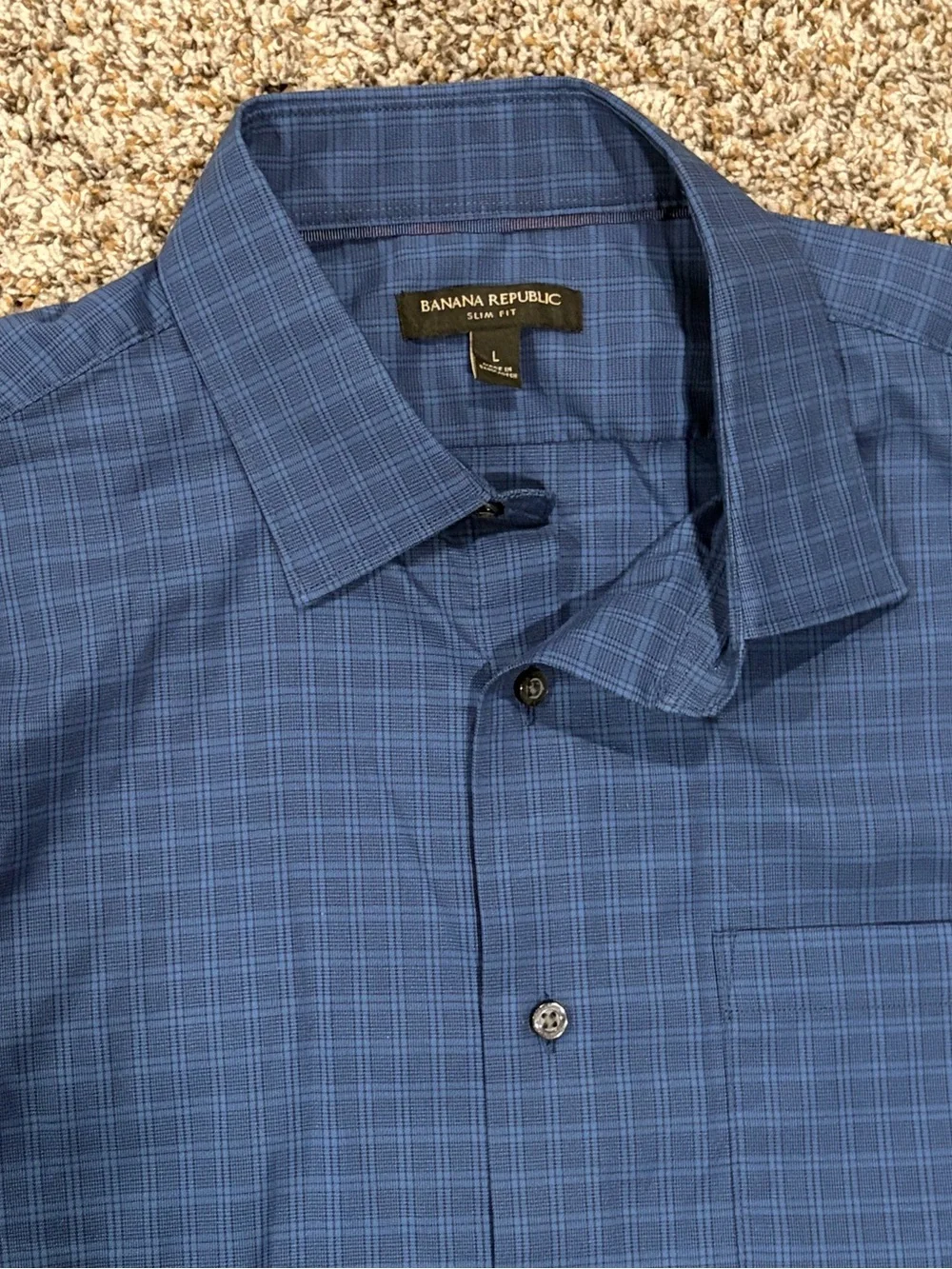 Banana Republic Men's Blue Windowpane Dress Shirt